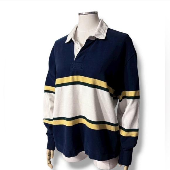 Abercrombie & Fitch Tops - ABERCROMBIE & FITCH Cropped Rugby Stripe Long Sleeve Shirt Size Small